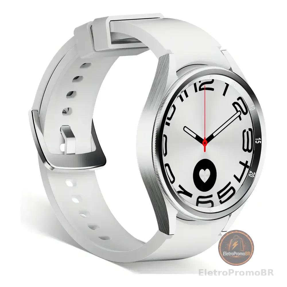 Smartwatch Bazik Prime S32 Galaxy Watch6 47mm Prateado Com Tela Amoled, Gps E Nfc Para Android E Ios