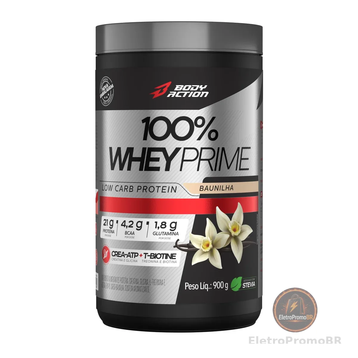 100% Whey Prime 900g Sabor Baunilha Bodyaction