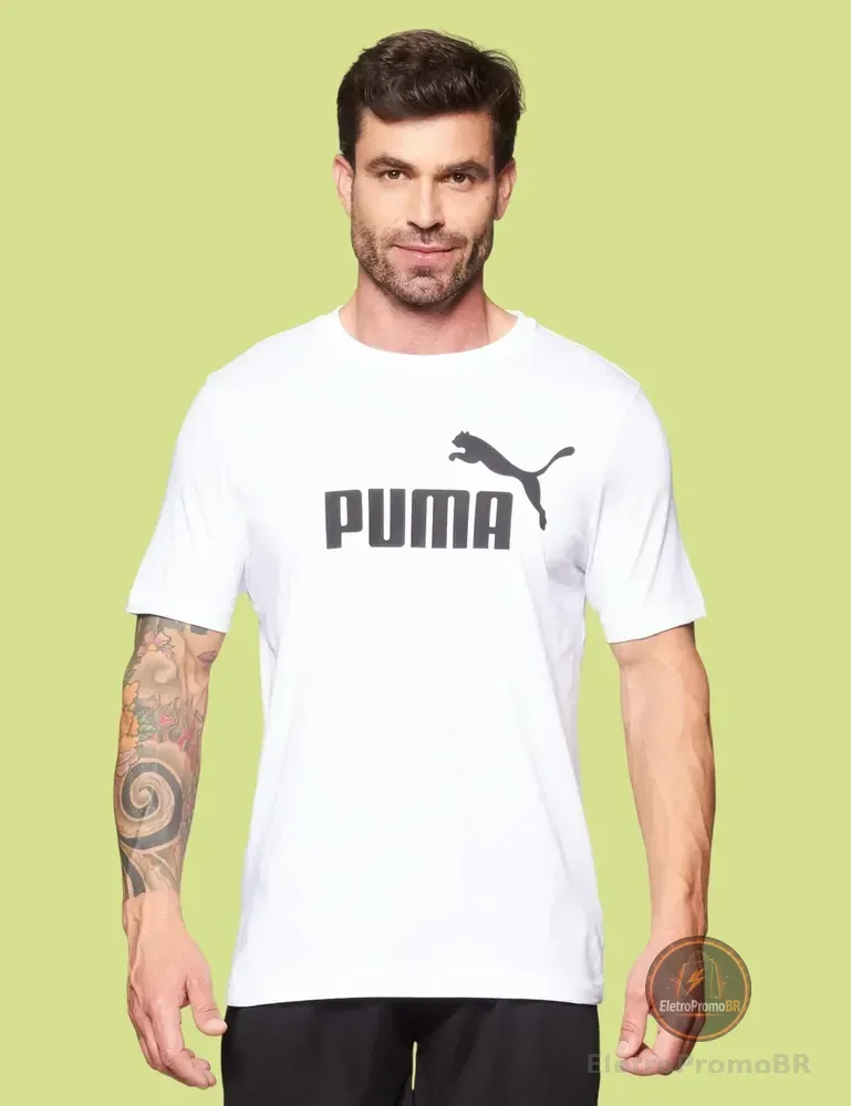 Camiseta Masculina Ess Logo Tee  Puma Puma White Liso M