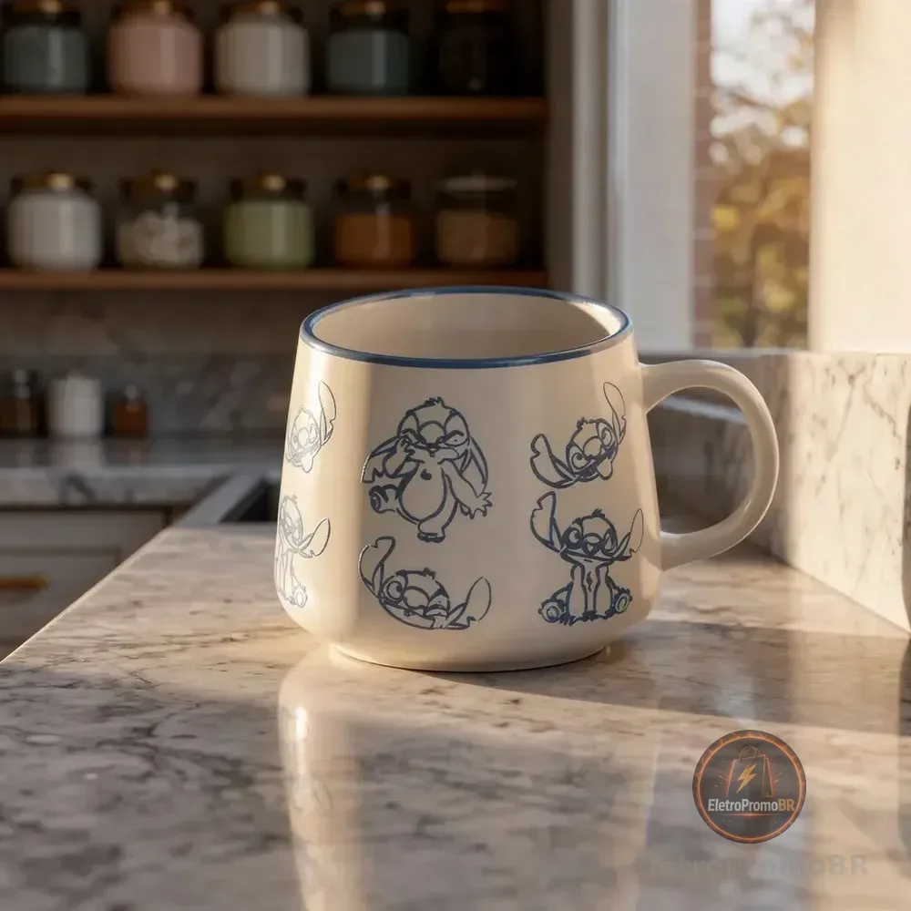 Caneca Moma Stitch Ceramica 500 Ml Xicara Café Sopa Geek