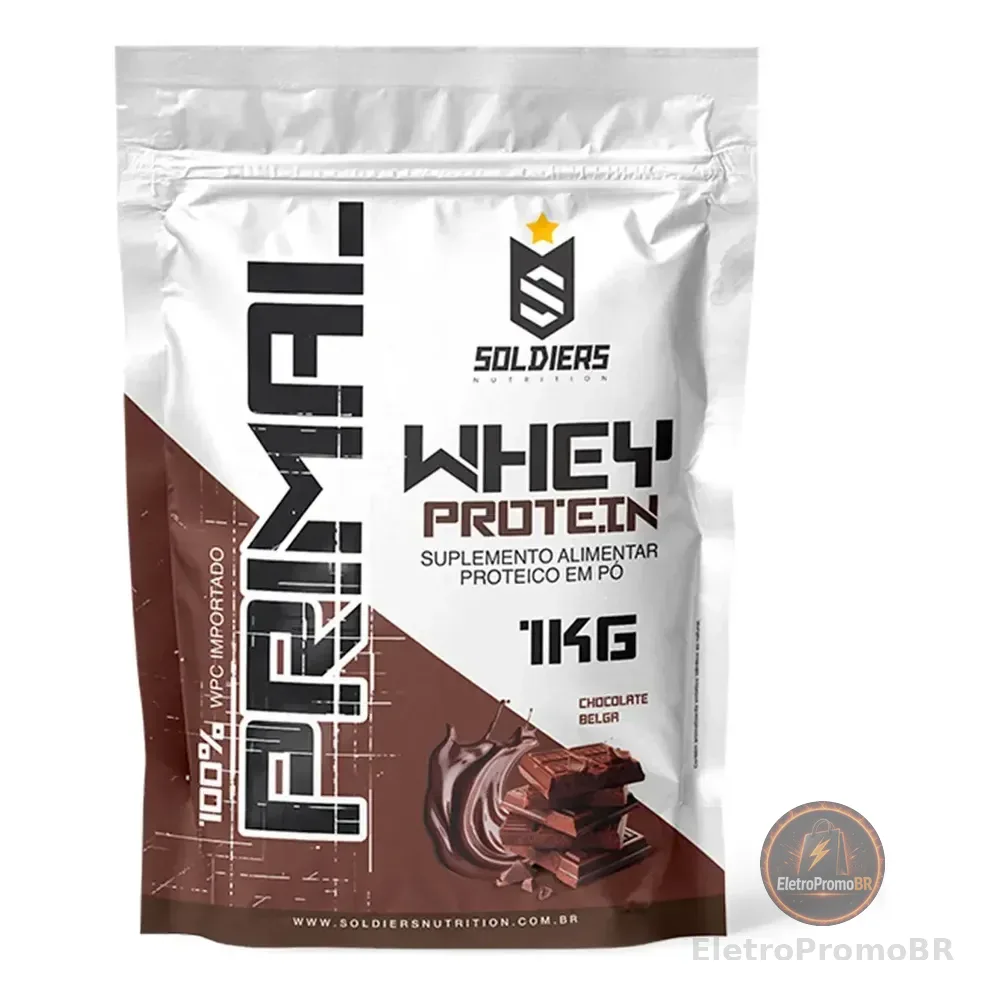 Whey Protein Primal 1kg - Soldiers Nutrition Sabor Chocolate Belga