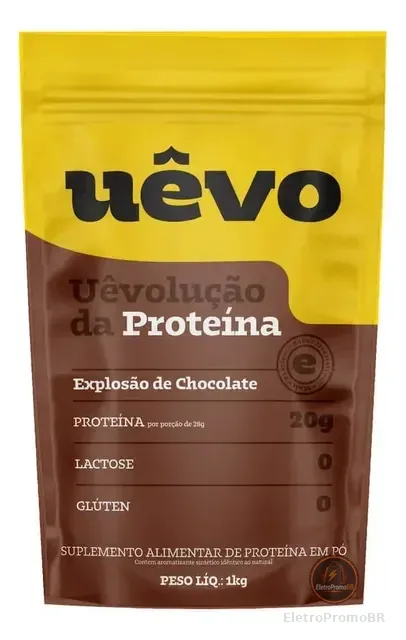 Proteína Em Pó Uêvo Sabor Chocolate 1kg Refil Explosão De Chocolate