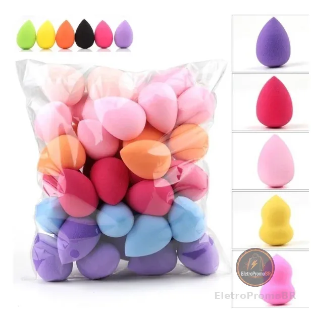 Kit de 6/12/24 Esponjas de Maquiagem - Perfeitas para Base, Corretivo e Contorno, Cores Vibrantes e Ecológicas
