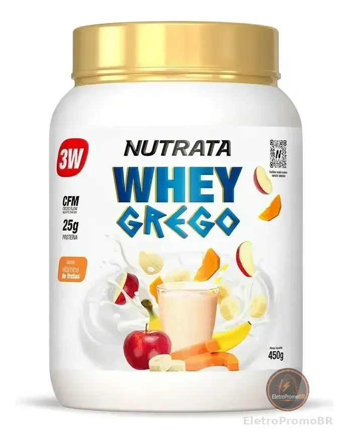 Whey Grego 3w Pote 450g Vitamina De Frutas Nutrata Vitamina De Frutas