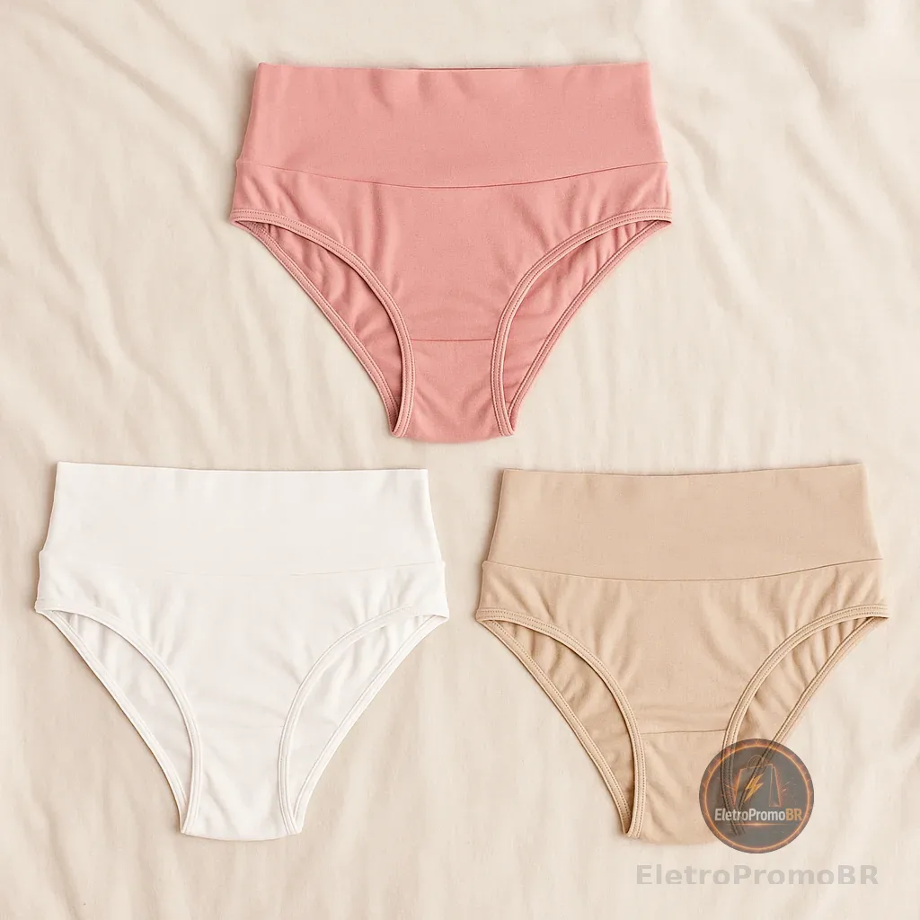 Kit 3 Calcinhas De Algodão Cós Alto Pós Parto – Cotton Premium, Confortáveis e Modeladoras