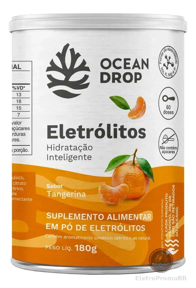 Eletrólitos Ocean Drop Sódio Potássio Fósforo Magnésio Eletrolitos 180g Sabor Tangerina