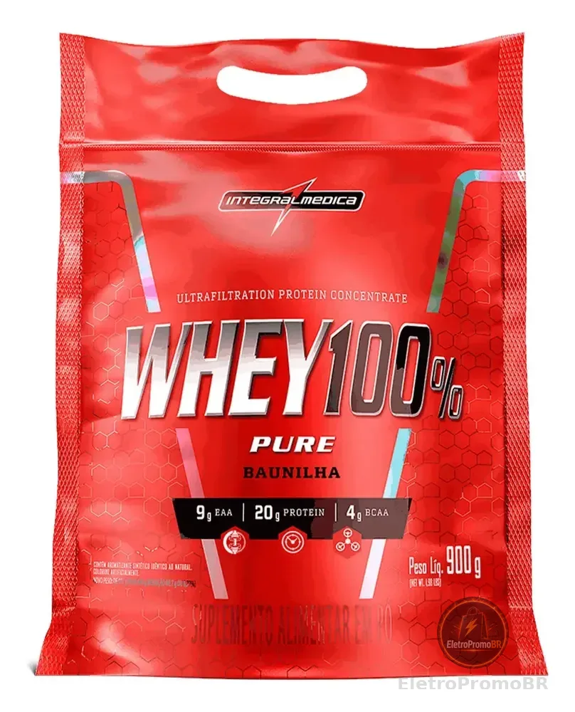 Whey 100% Pure Baunilha 900g Integralmedica - Proteína Concentrada para Crescimento e Definição Muscular
