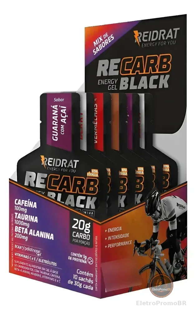 Reidrat Recarb Energy Gel Black Sabor Mix De Sabores