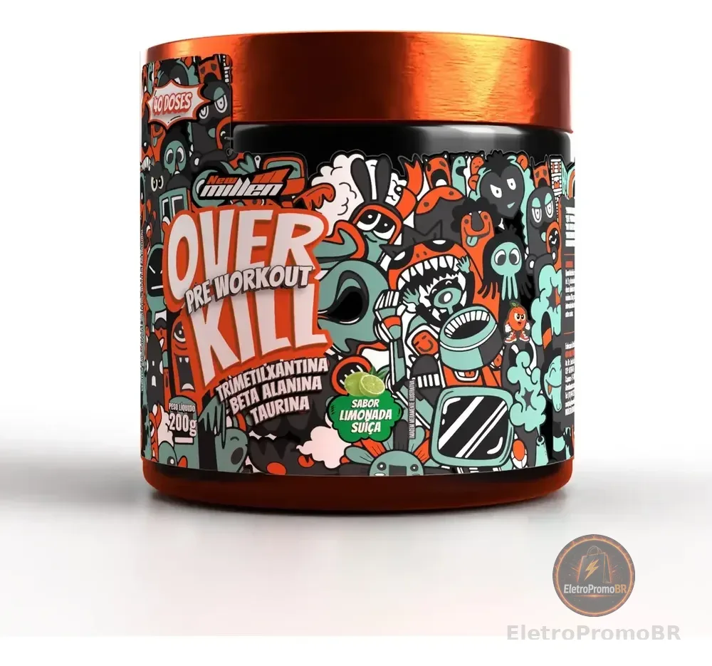 Suplemento Pré Treino Overkill 200g New Millen Sabor Limonad Limonada Suíça