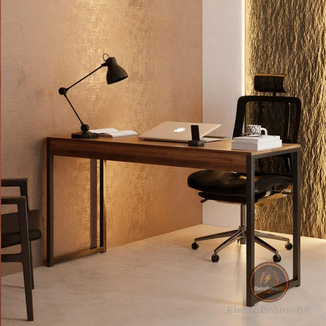 Mesa Escrivaninha para Escritório Industrial Desk 90 Marrom