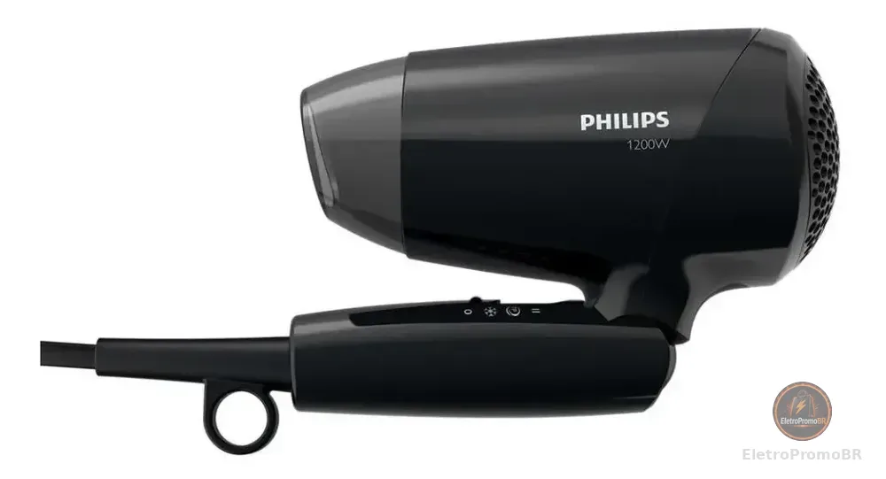 Secador Cabelo Pequeno Philips Viagem 3 Velocidades Bhc010 . Cor Preto