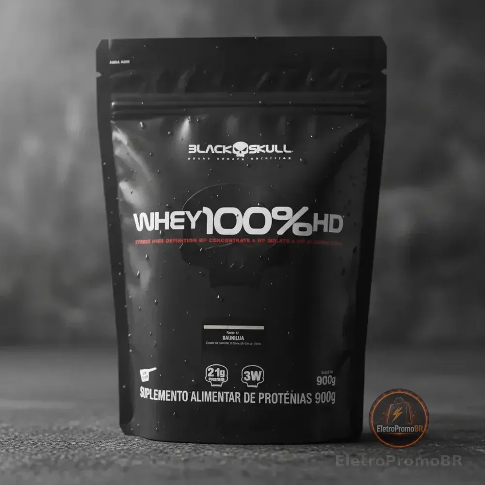 Whey 100% Hd Refil Black Skull - 900g (wpc, Wpi E Wph) Sabor Cookies & Cream
