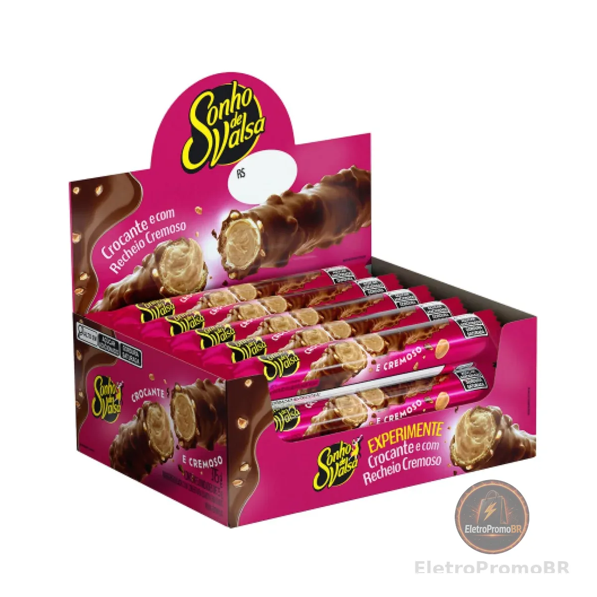 Stick Wafer Recheado Sonho de Valsa Sabor Chocolate - Display com 15 unidades de 25g