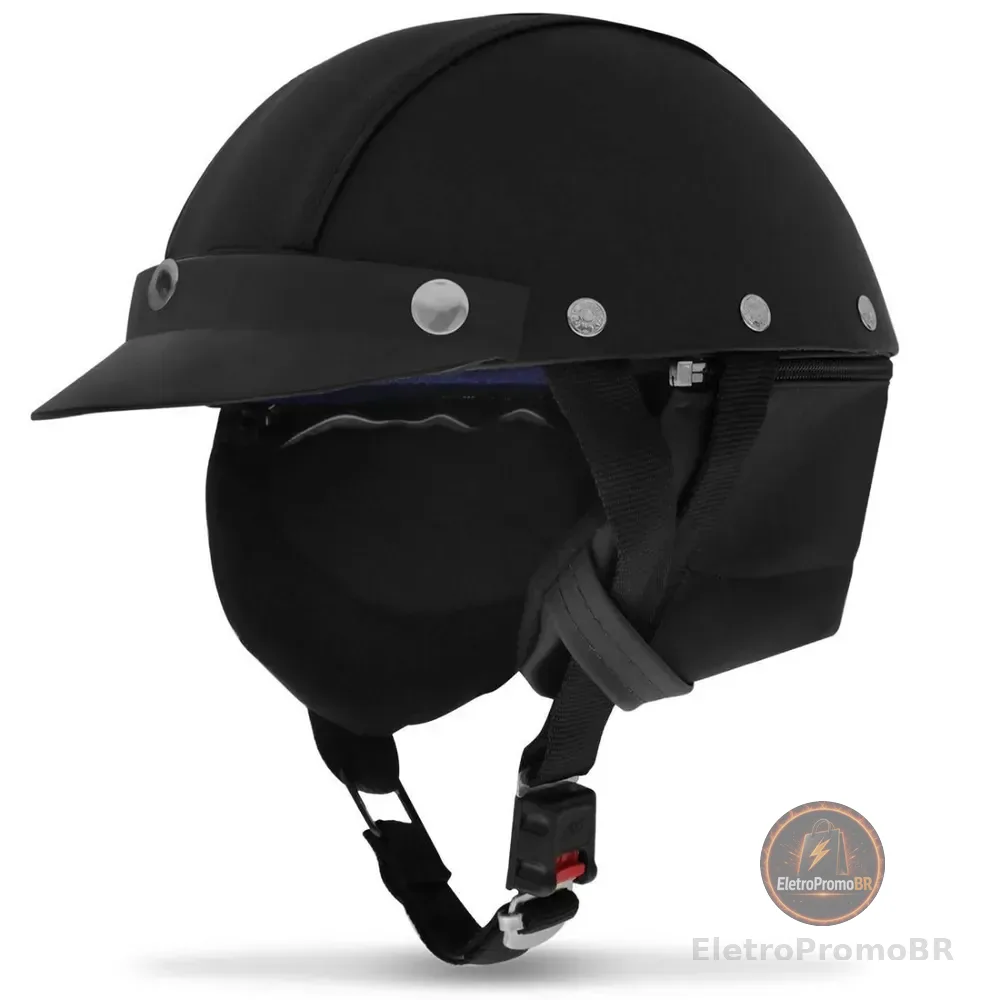 Capacete Couro Coquinho Pro Tork Custom Bike Moto Cor Preto