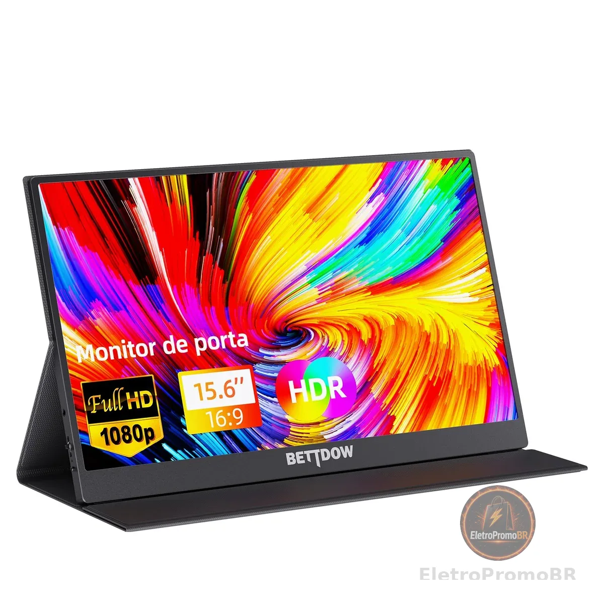 Bettdow Monitor Portatil 15,6'', FHD 1080P Monitor Portátil Conectado Com USB C Dupla/HDMI, IPS Extensor De Tela para Notebook com VESA e Suporte ajustável Funda Inteligente magnético, Plug and Play