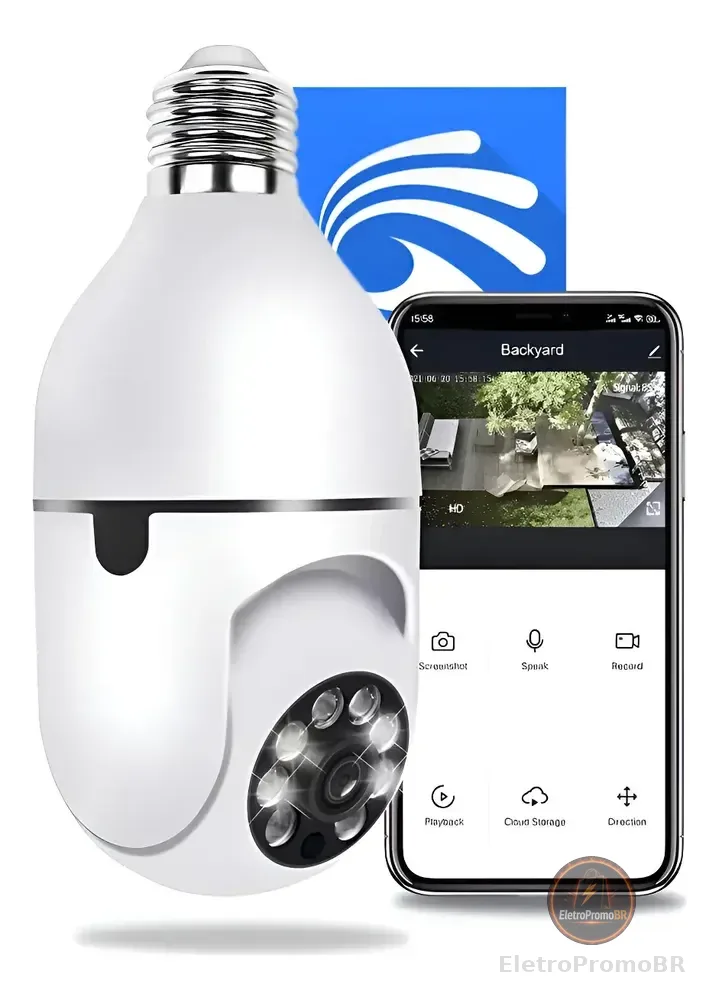 Câmera Lâmpada De Segurança Wifi Ip App Yoosee Visão Noturna Câmera Segurança Lampada Ip Wifi