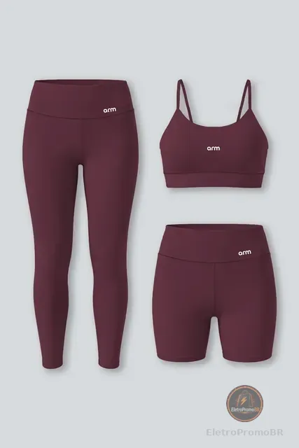 Kit Conjunto Feminino Fitness Top Alça + Legging + Short