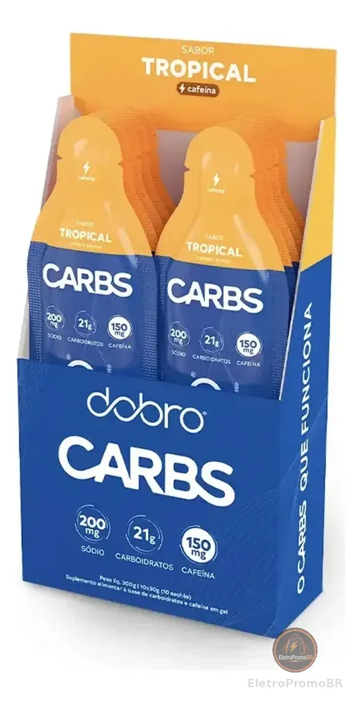 Dobro Carbs Gel Com Cafeína Sabores 30g (10 Sachês) Sabor Tropical