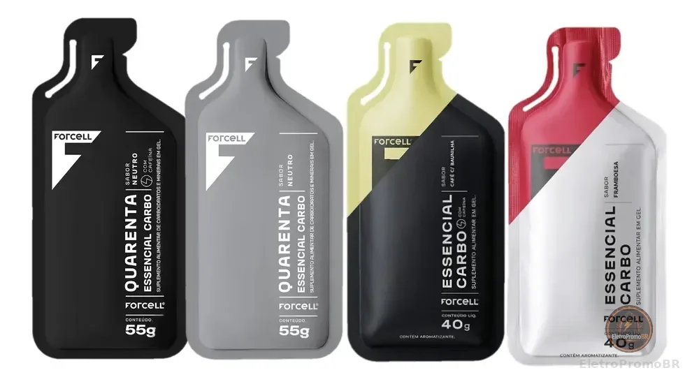 Forcell Gel 27g E 40g De Carbo Sabor Variados Kit 04 Sachês Variados