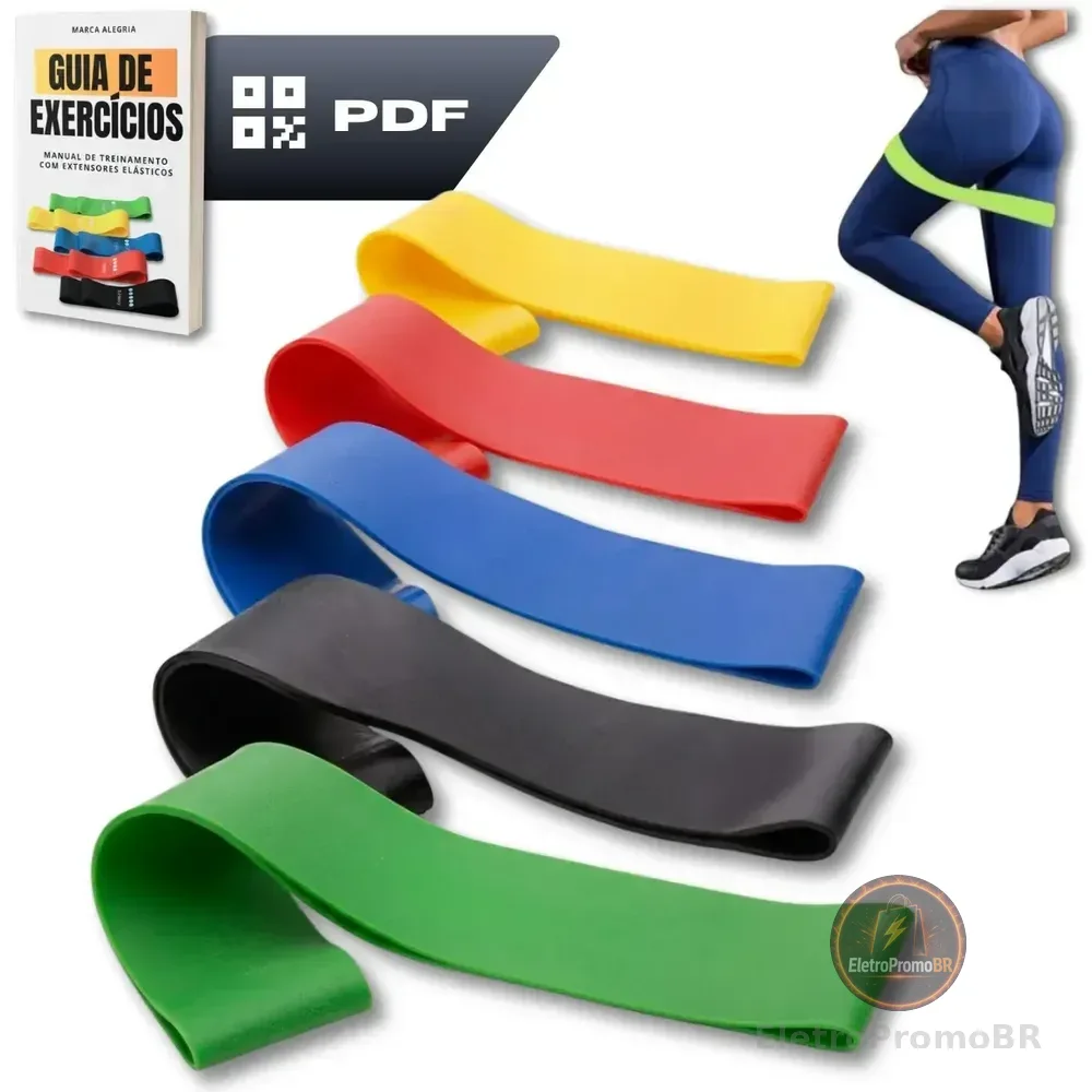 Kit 5 Faixa Elástica Super Mini Band Extensor Elástico Para Treino Resistência Funcional Academia Ginástica Yoga Esporte Banda Extra Forte De Treinamento Thera Pilates Fisioterapia Alegria