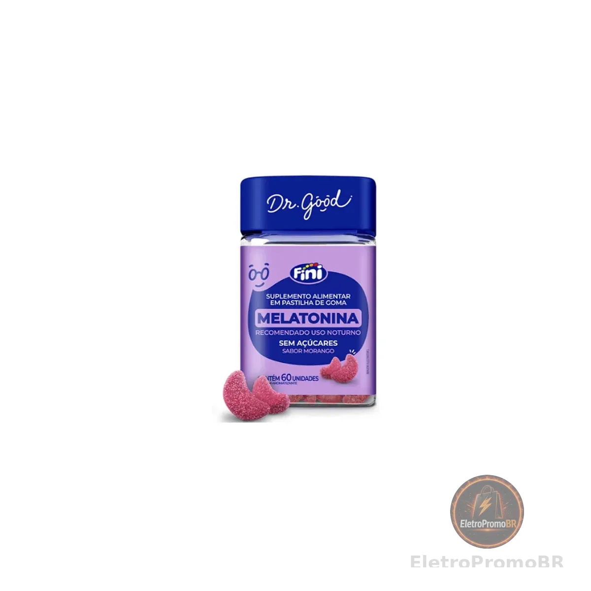 Melatonina Sabor Morango 60 Gomas Mastigável Fini Dr Good