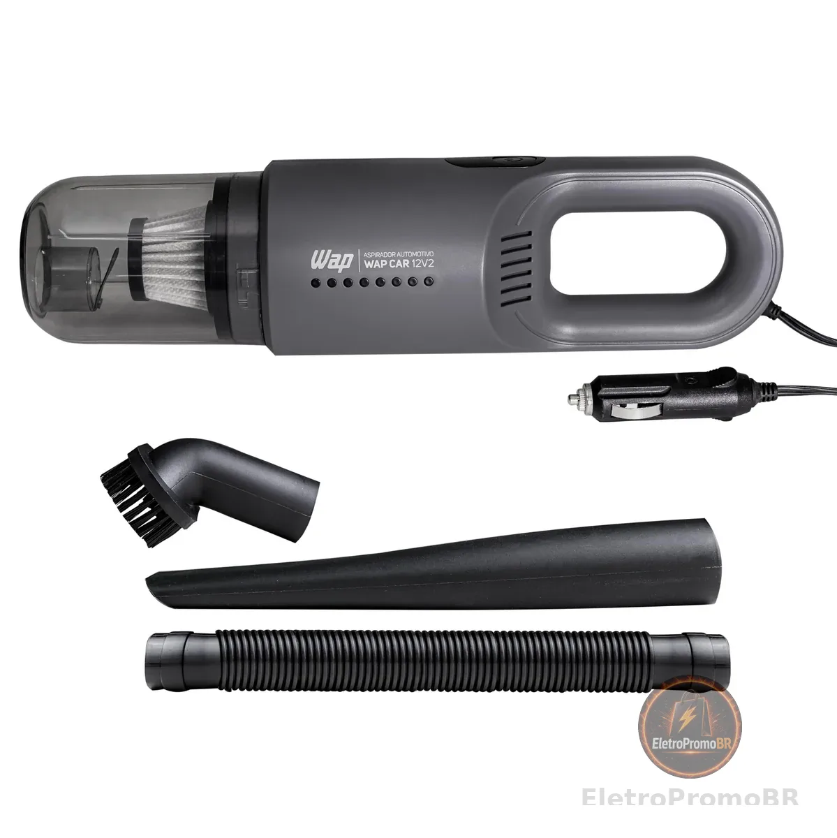 WAP Aspirador de Pó Automotivo Car 12V2, Portátil, 420ml, com Recipiente Removível e Filtro Lavável, 180W 12VDC