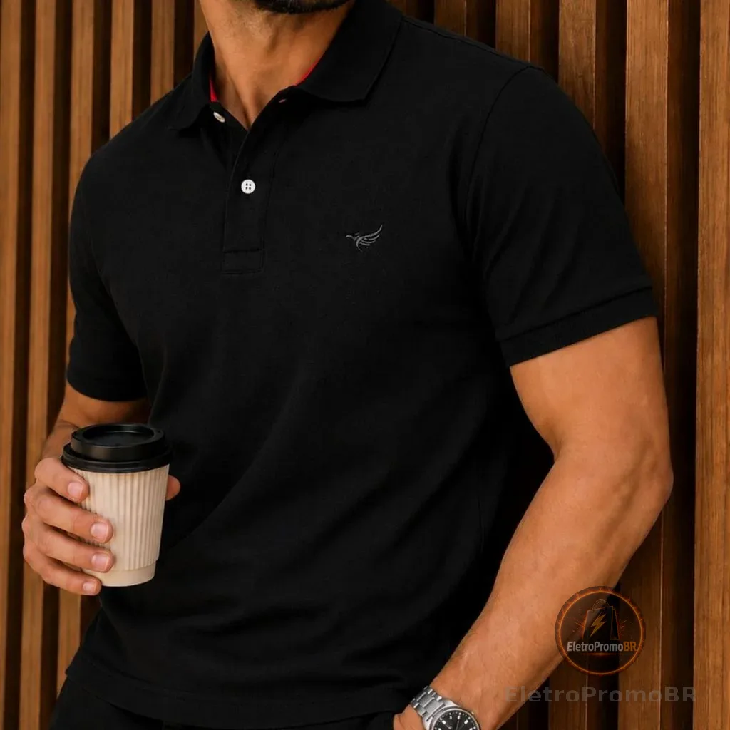Camisa Polo Básica Masculina Piquet Slim