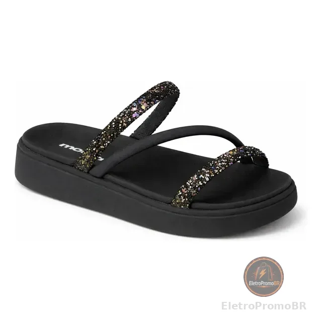 Sandália Feminina Brilho Strass Tendência Moda Original