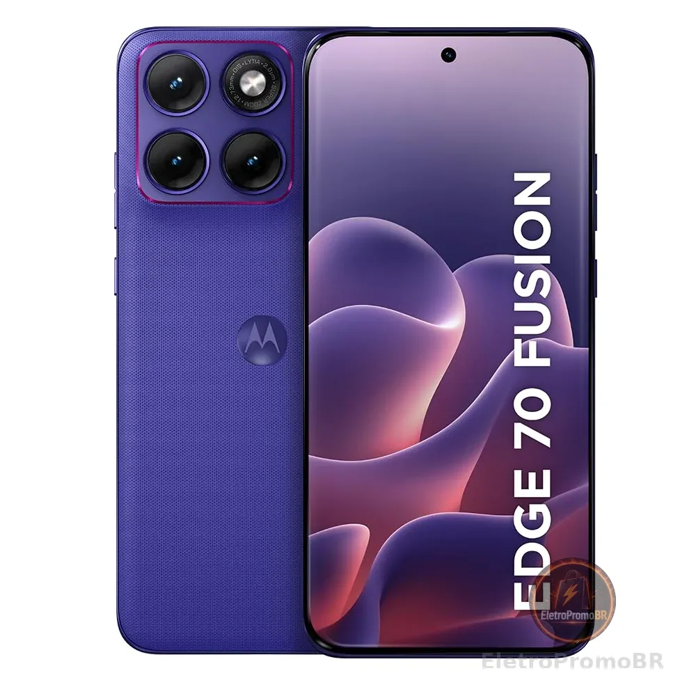 Smartphone Motorola Edge 70 Fusion 5G - 256GB 24GB (8GB RAM + 16GB RAM Boost), camera 50MP Sony Lytia 710, Tela 1.5K extreme Amoled 144hz - Roxo