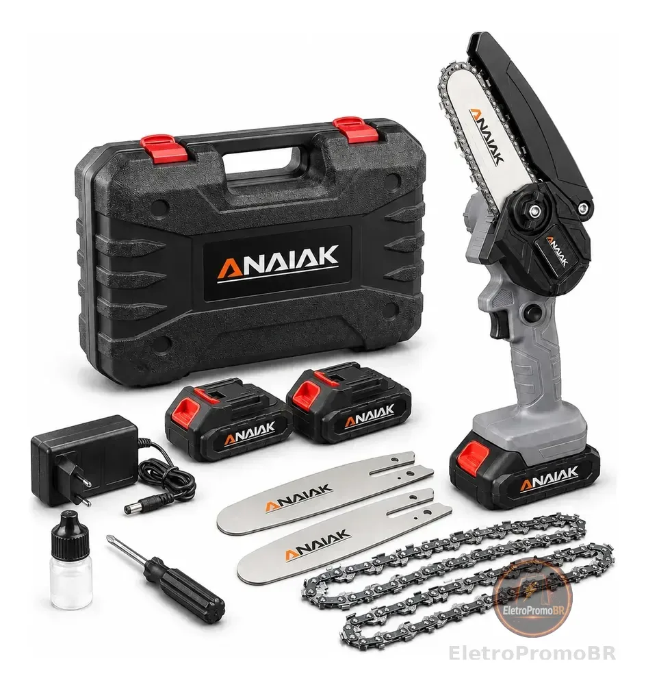 Motosserra Mini 2 Bateria Recarregável 21v Anaiak Ak-110 Cinza 127/220v