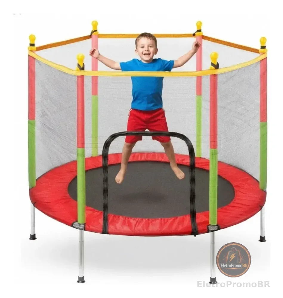 Pula Pula Cama Elástica Trampolim Infantil 1,4m Reforçado Preto Vermelho