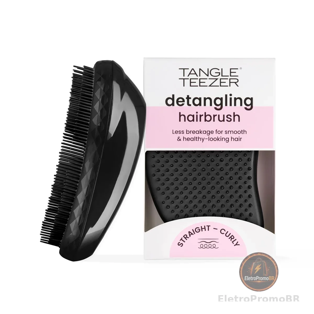 Tangle Teezer - Escova de cabelo desembaraçadora The Original Panther Black, para todos os tipos de cabelo, úmido e secos, Cor: Preta