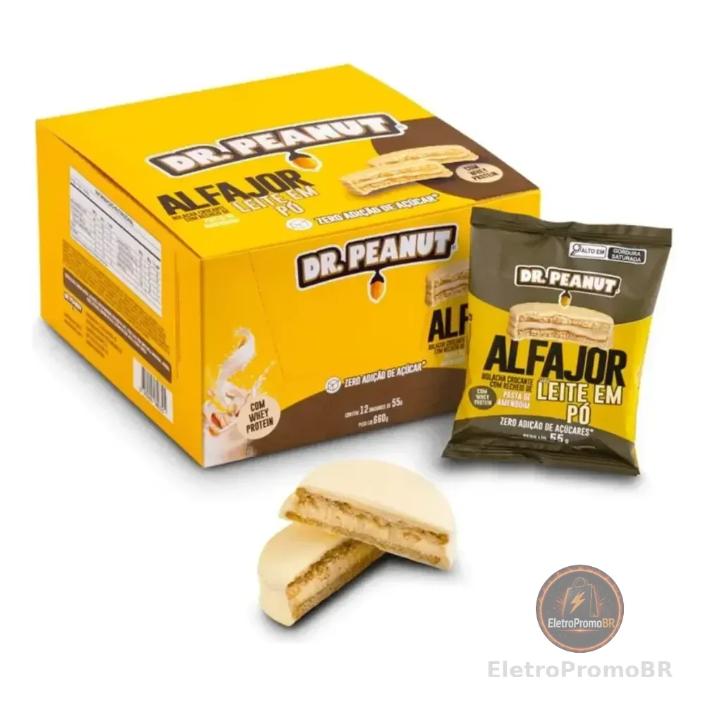 Dr. Peanut Whey Protein Dr Peanut Alfajor Sabor Leite Em Pó Dr. Peanut Pasta De Amendoim Bolacha Leite Em Pó