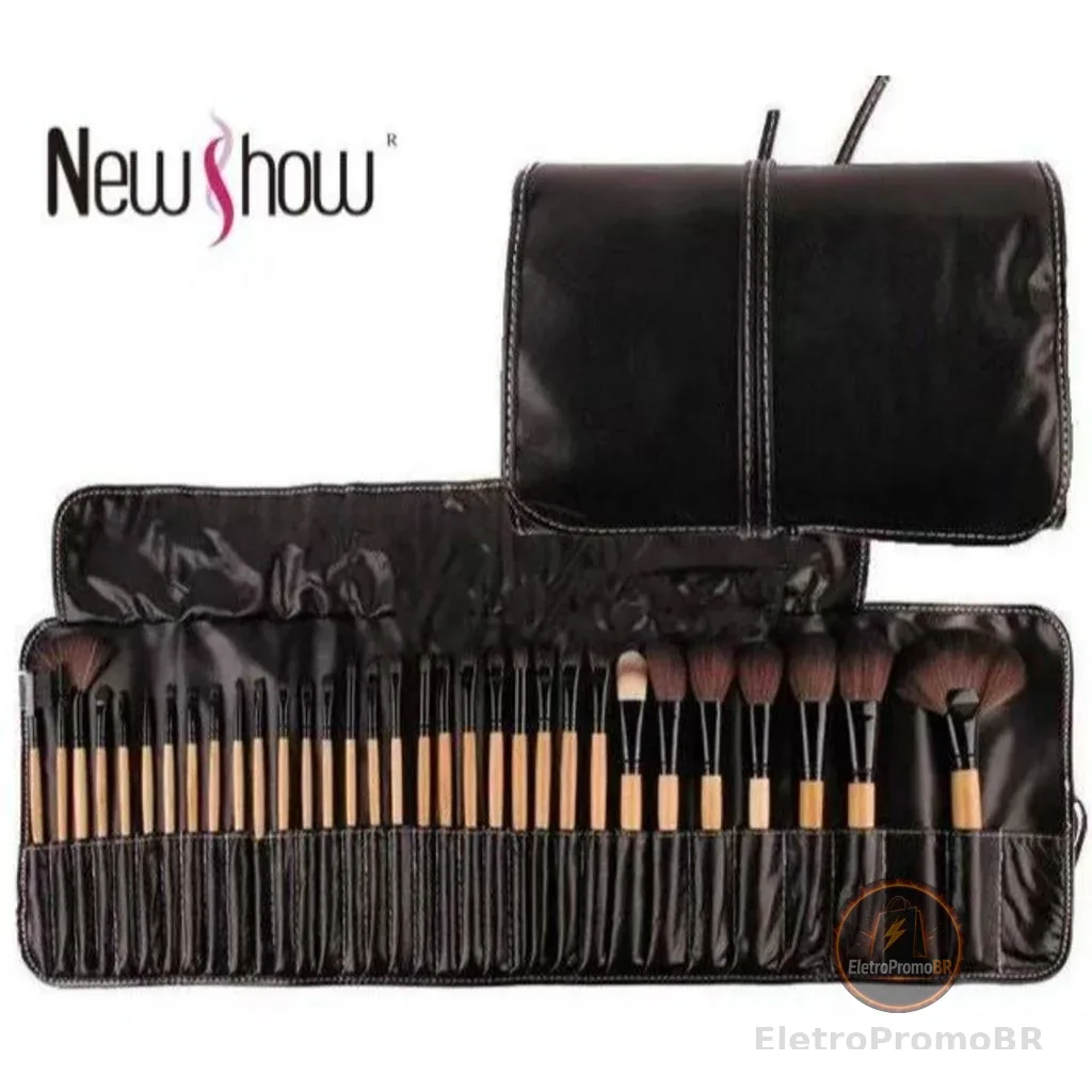Kit 32 Peças Conjunto De Pincéis De Maquiagem Para Pó Sombra Delineador Lábios com estojo