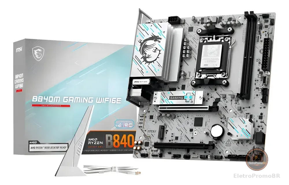 Placa Mãe Msi B840m Gaming Wifi6e Am5 2xddr5 Amd B840 Matx Cor Branco