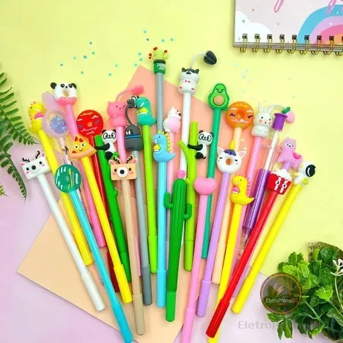 Kit 5/10/15/20 unidades Caneta fofa Criativa Gel Personagens Animadas Kawaii modelos