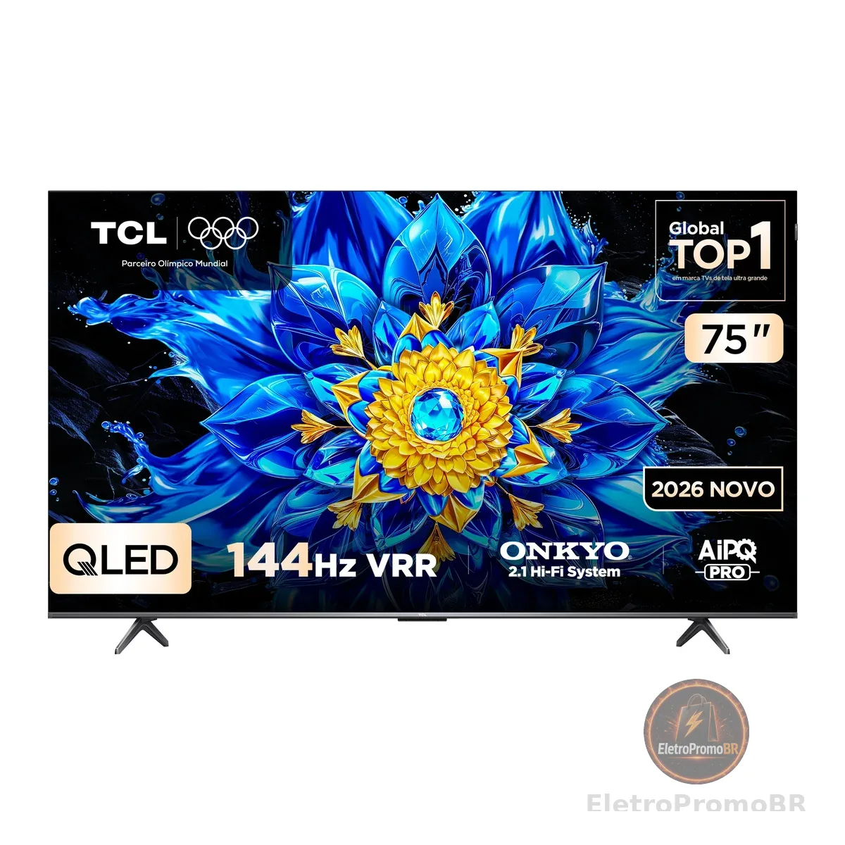 Smart TV TCL 75 Polegadas QLED 4K P8L WiFi Bluetooth Google TV HDR10+ 144 Hz VRR 75P8L