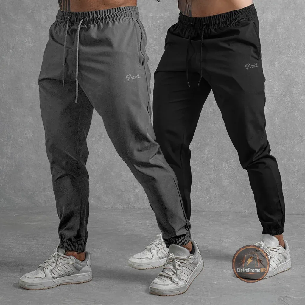 Kit 2 Calça Jogger Tactel com Elastano para Treino e Verão Masculina Academia