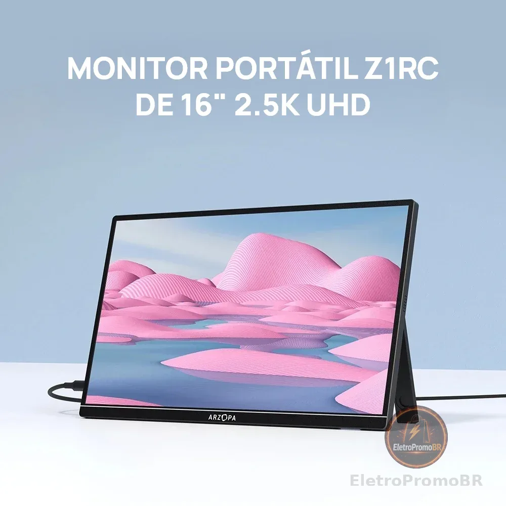 ARZOPA Monitor portátil 16 polegadas 2K 16:10 IPS QHD 2560x1600 USB-C Mini HDMI Tela externa secundária para laptop Mac PC Xbox PS4/5Switch