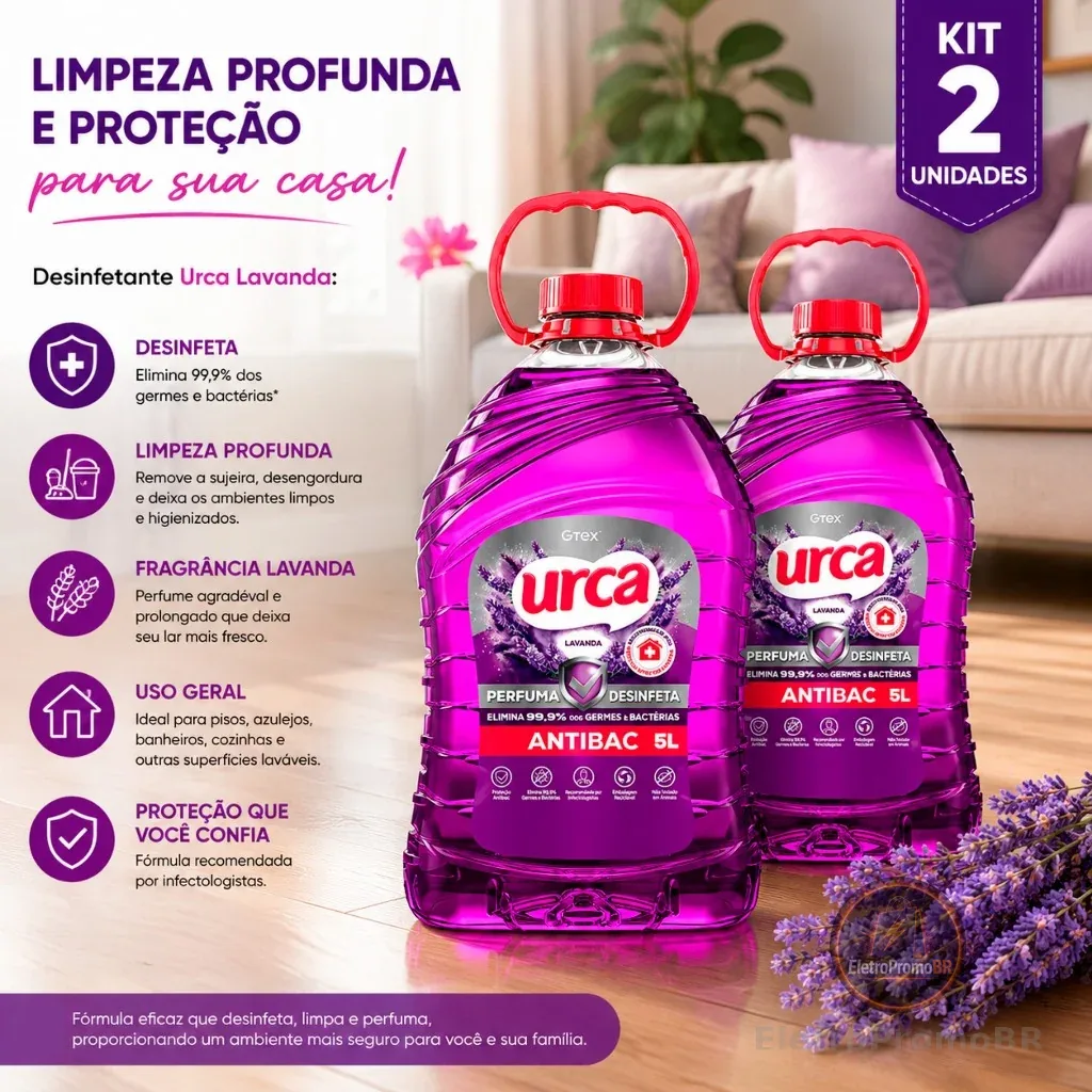 Kit 2 DESINFETANTES URCA LAVANDA 5L