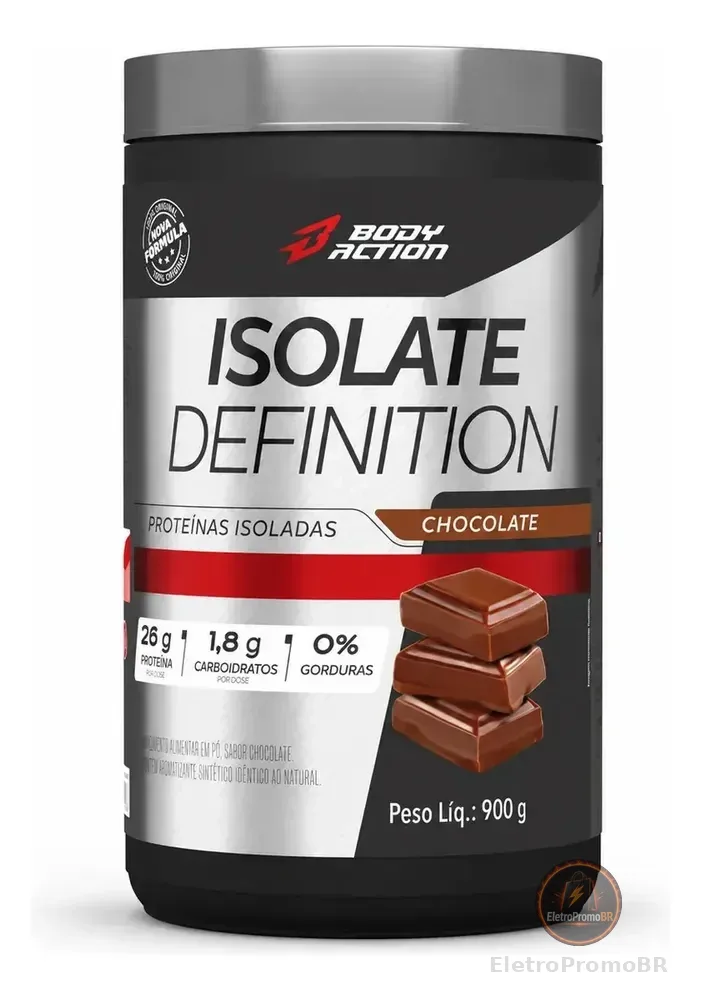 Whey Protein Isolado Isolate Definition BodyAction 900g Sabor Chocolate