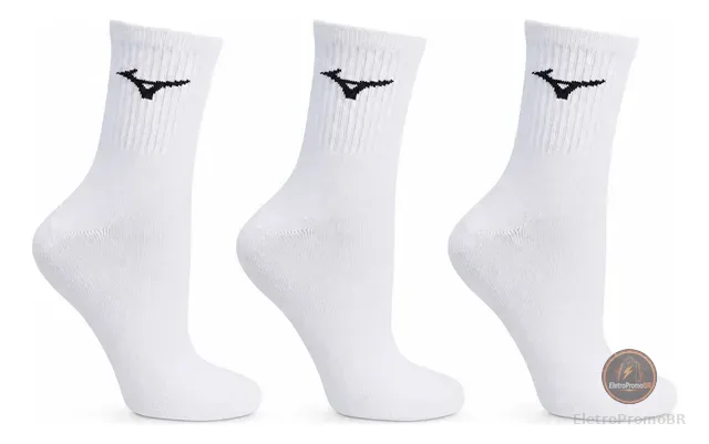 Kit 3 Pares Meia Esportiva Mizuno Cano Médio Original