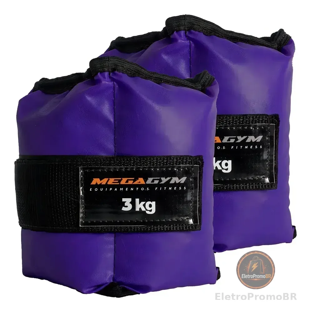 Caneleira Tornozeleira 3kg Em Náilon Impermeável Peso De Perna Para Exercícios Cor Roxo