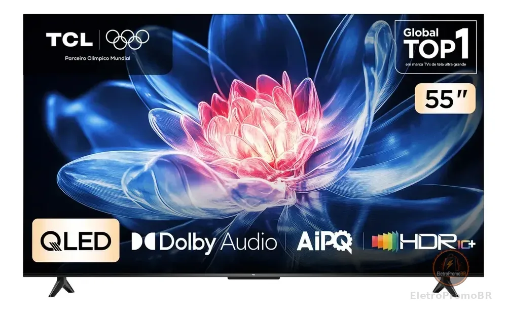 Smart TV TCL 55 Polegadas QLED 4K T6C WiFi Bluetooth Google TV Tela HVA e HDR10+ 55T6C