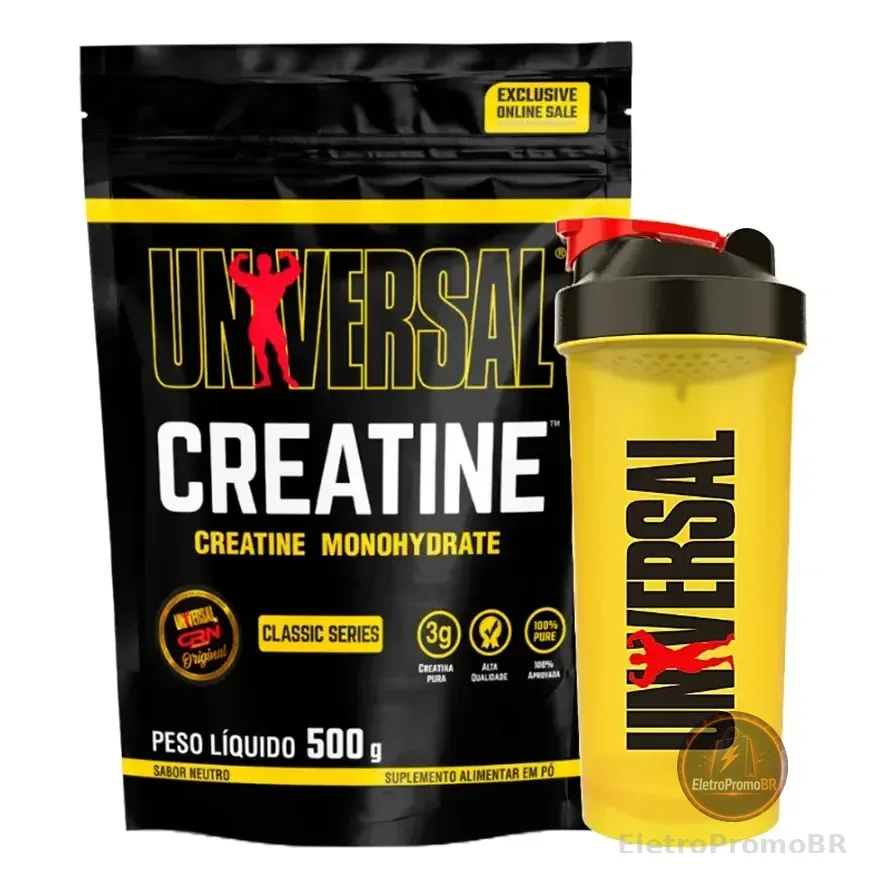 Suplemento Creatina Monohidratada 500g Refil + Coqueteleira - Universal Nutrition Sem Sabor