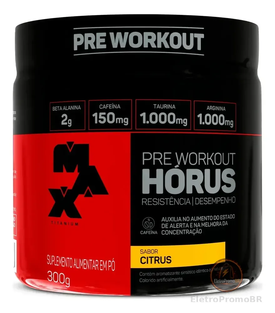 Pré Treino 300g Hórus Max Titanium Citrus Energia e Foco