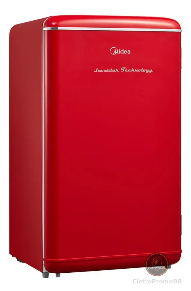 Frigobar Retrô Vermelho 93l Inverter Bivolt Midea Vermelho