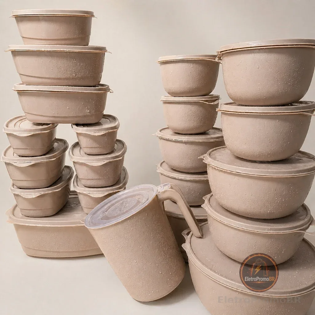 21 Potes Plásticos Multiuso com Tampa para Mantimentos, Alimentos e Marmitas
