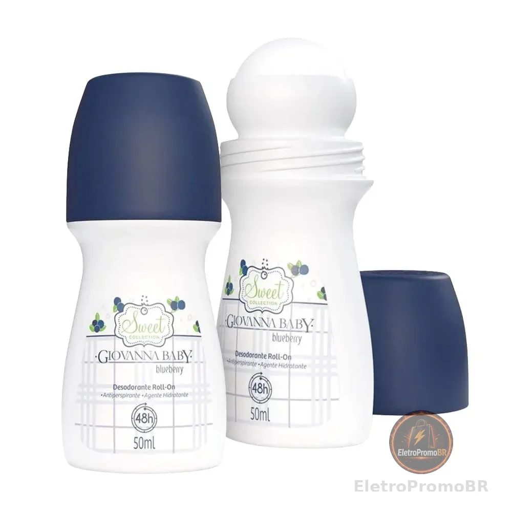 Desodorante Roll-On Blueberry, 50 Ml, 2 Unidades, Giovanna Baby
