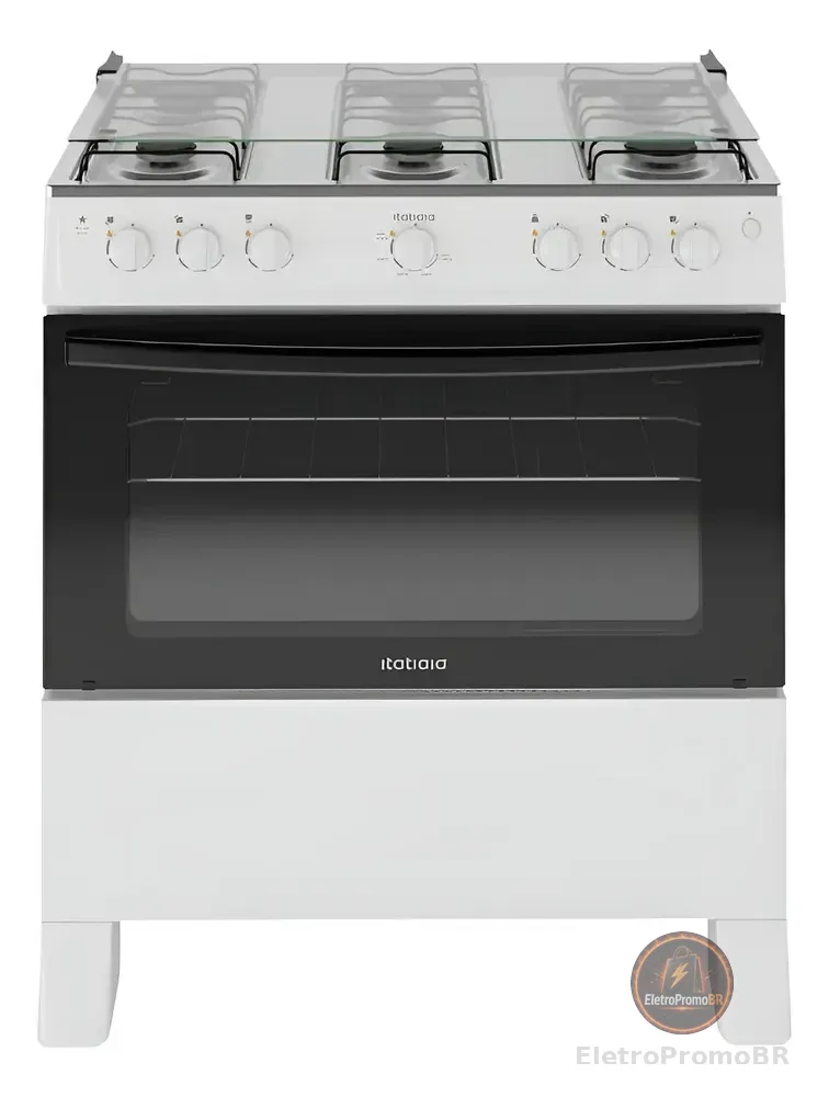 Fogão Itatiaia Star New 6 Bocas Branco Com Mesa de Inox e Acendimento Automático